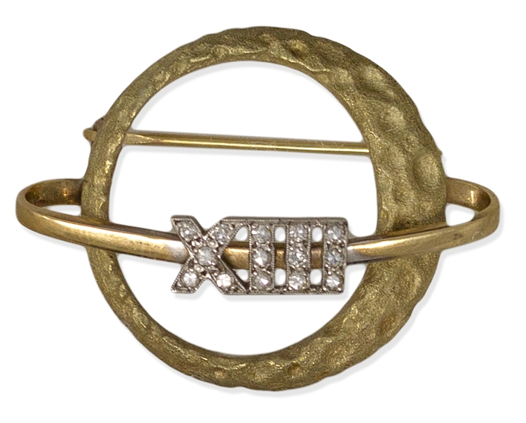 Jack Swigert's Personally Owned Diamond & 14K Gold Apollo XIII Lapel Pin